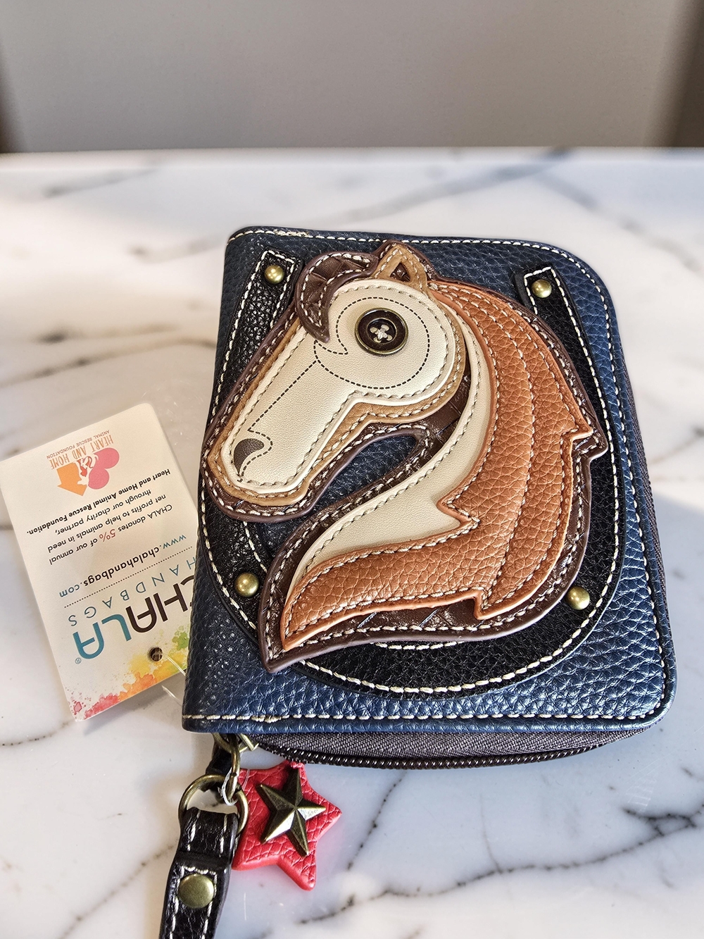 Chala Horse Zip-Around Wallet Wristlet Vegan Leather NWT